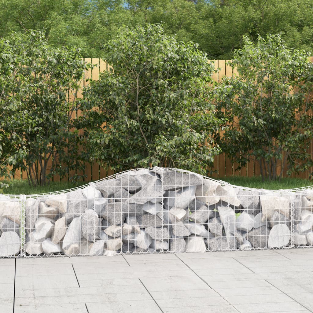 vidaXL Arched Gabion Basket 200x30x40/60 cm Galvanised Iron 1