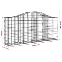 vidaXL Arched Gabion Basket 200x30x80/100 cm Galvanised Iron 5