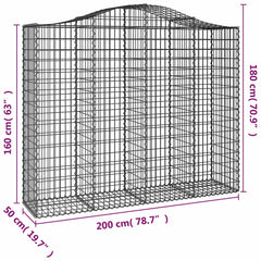 vidaXL Arched Gabion Basket 200x50x160/180 cm Galvanised Iron 5