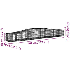 vidaXL Arched Gabion Basket 400x50x40/60 cm Galvanised Iron 5