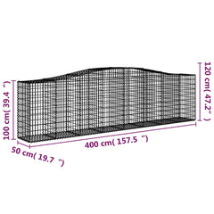 vidaXL Arched Gabion Basket 400x50x100/120 cm Galvanised Iron 5