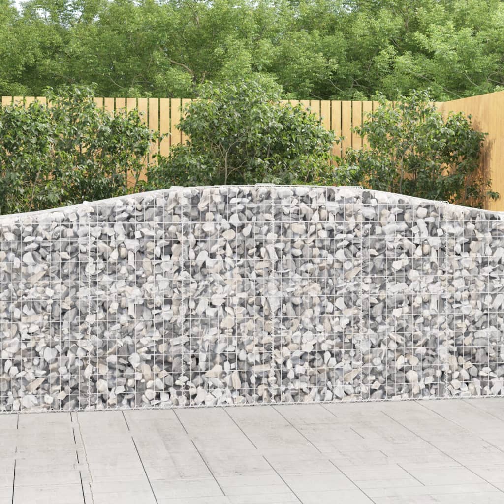 vidaXL Arched Gabion Basket 400x50x100/120 cm Galvanised Iron 1