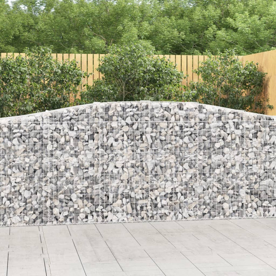 vidaXL Arched Gabion Basket 400x50x100/120 cm Galvanised Iron 1