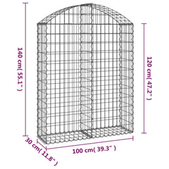 vidaXL Arched Gabion Basket 100x30x120/140 cm Galvanised Iron 5