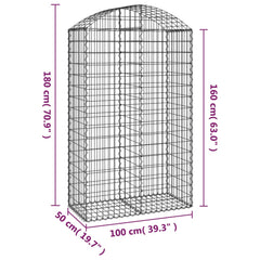vidaXL Arched Gabion Basket 100x50x160/180 cm Galvanised Iron 5