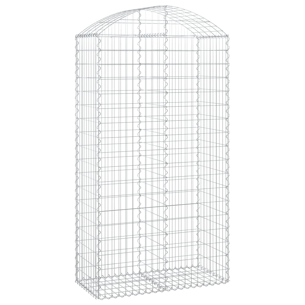 vidaXL Arched Gabion Basket 100x50x180/200 cm Galvanised Iron 2