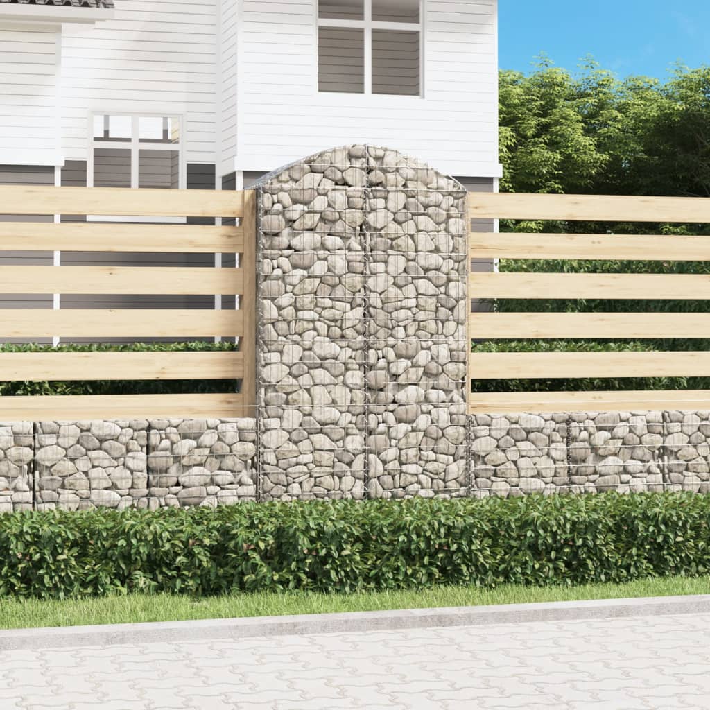 vidaXL Arched Gabion Basket 100x50x180/200 cm Galvanised Iron 1