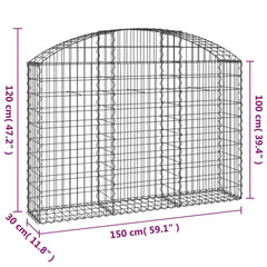 vidaXL Arched Gabion Basket 150x30x100/120 cm Galvanised Iron 5