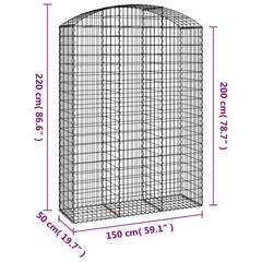 vidaXL Arched Gabion Basket 150x50x200/220 cm Galvanised Iron 5