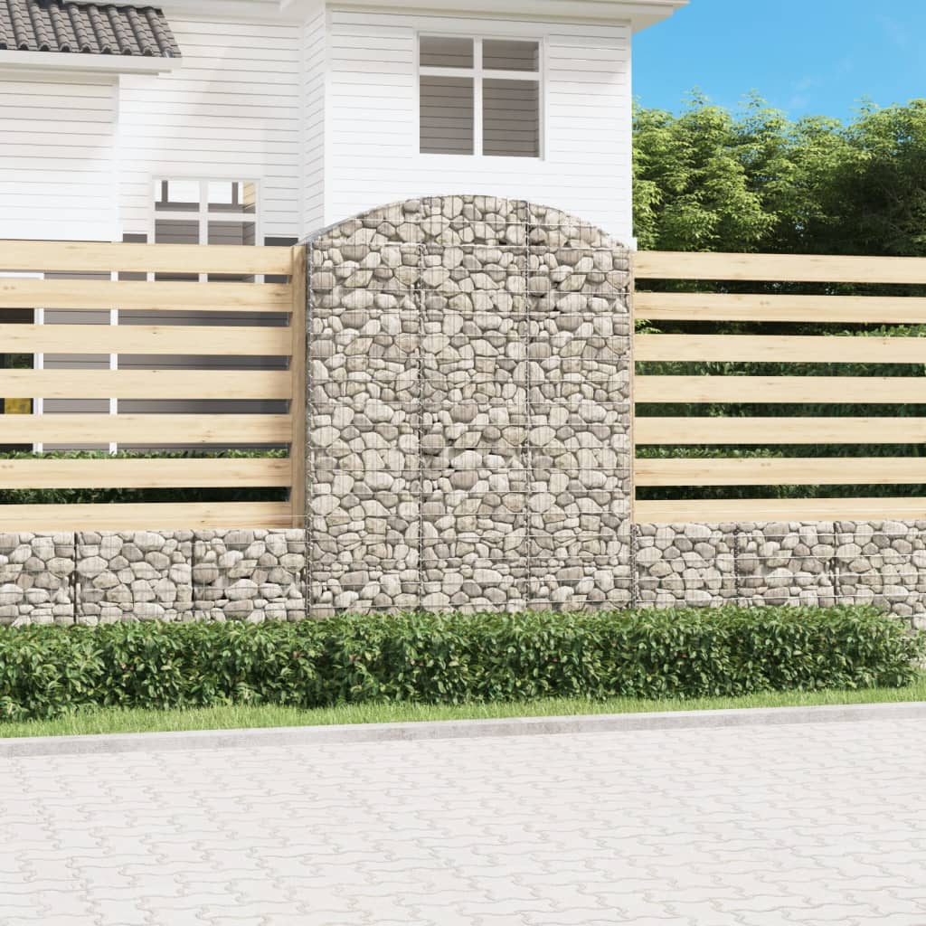 vidaXL Arched Gabion Basket 150x50x200/220 cm Galvanised Iron 1
