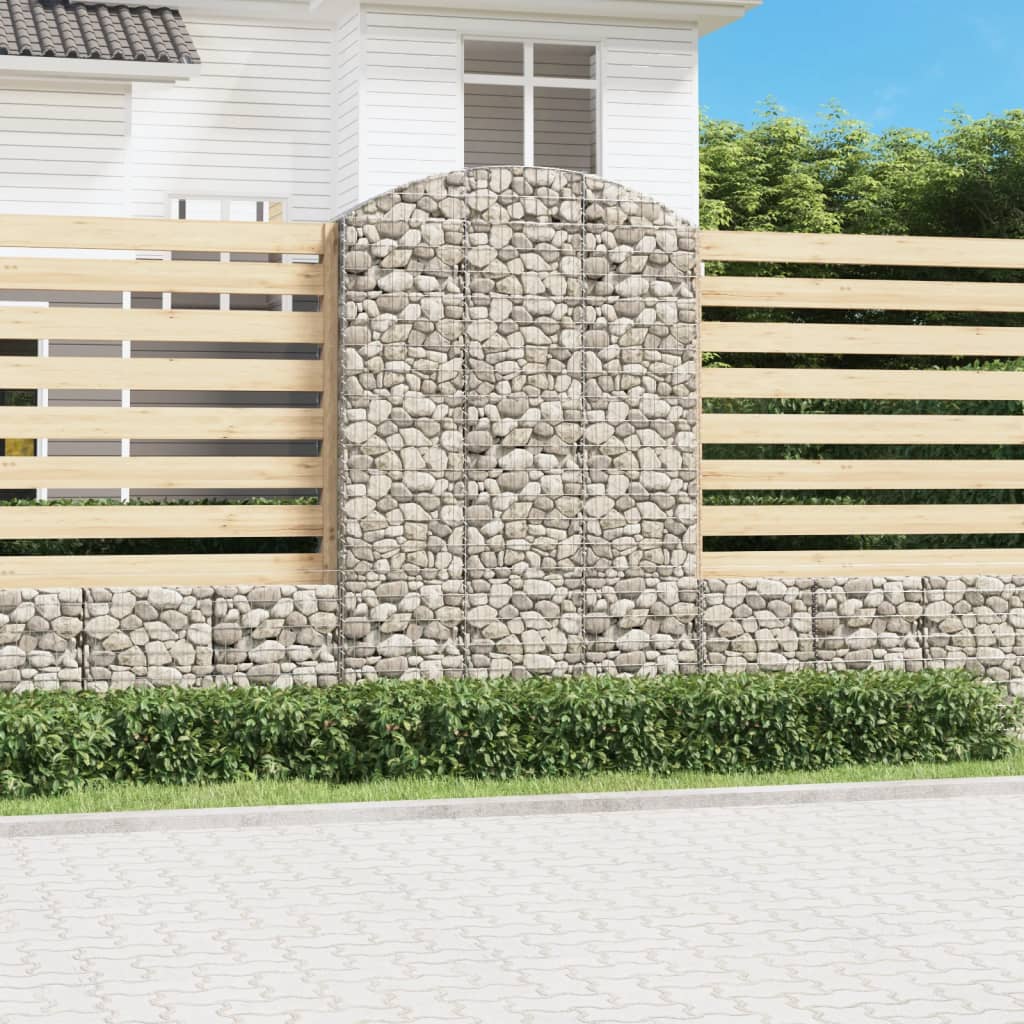 vidaXL Arched Gabion Basket 150x50x220/240 cm Galvanised Iron 1