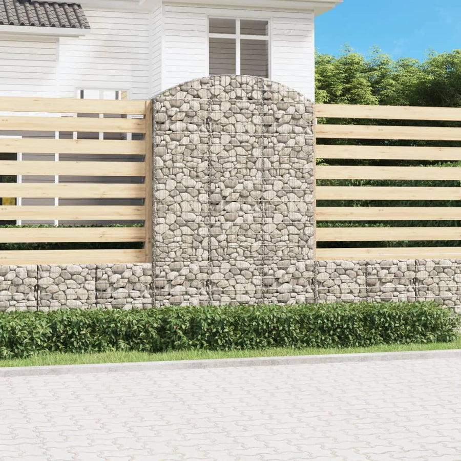 vidaXL Arched Gabion Basket 150x50x220/240 cm Galvanised Iron 1