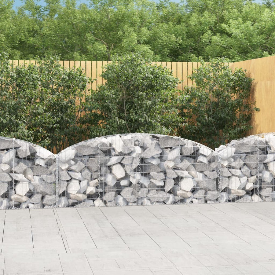 vidaXL Arched Gabion Basket 200x30x60/80 cm Galvanised Iron 1