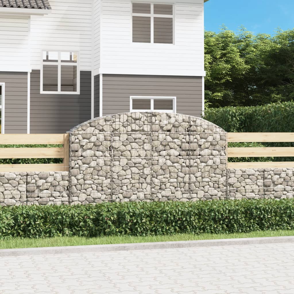 vidaXL Arched Gabion Basket 200x30x120/140 cm Galvanised Iron 1