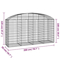 vidaXL Arched Gabion Basket 200x50x100/120 cm Galvanised Iron 5