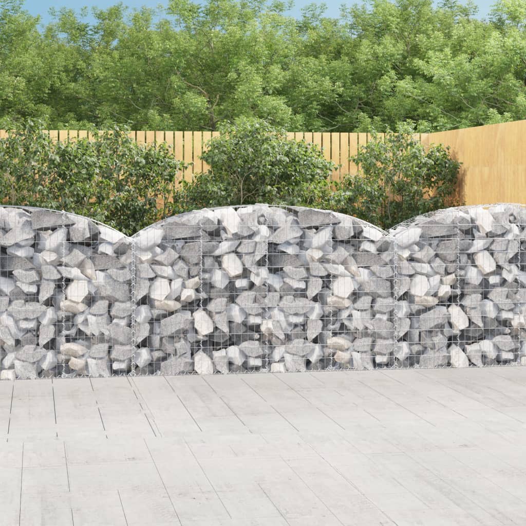 vidaXL Arched Gabion Basket 200x50x100/120 cm Galvanised Iron 1