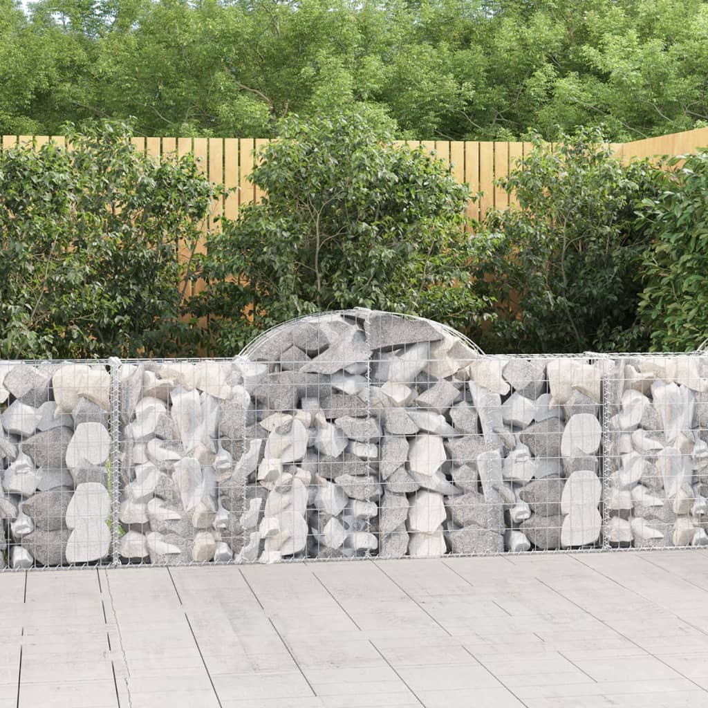 vidaXL Arched Gabion Basket 200x30x80/100 cm Galvanised Iron 1