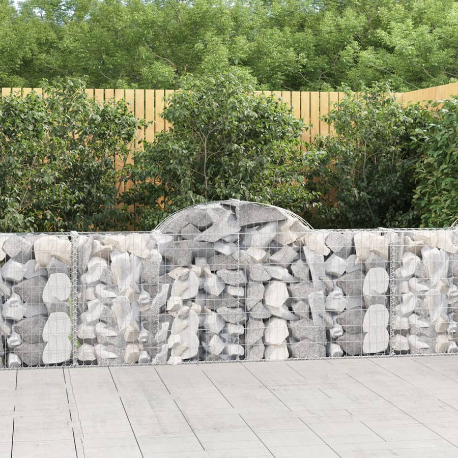 vidaXL Arched Gabion Basket 200x30x80/100 cm Galvanised Iron 1