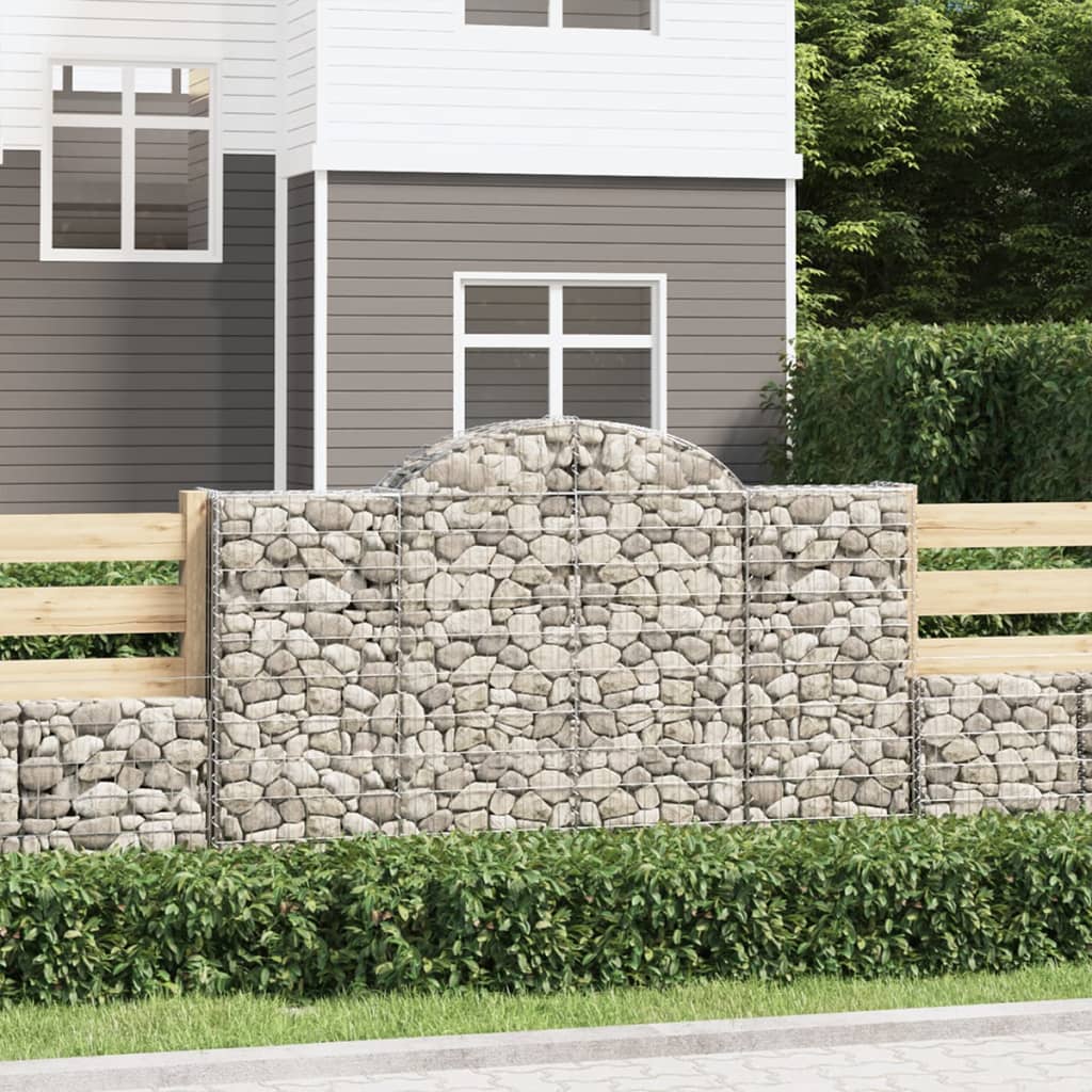 vidaXL Arched Gabion Basket 200x50x120/140 cm Galvanised Iron 1