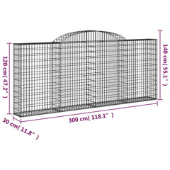 vidaXL Arched Gabion Basket 300x30x120/140 cm Galvanised Iron 5
