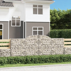 vidaXL Arched Gabion Basket 300x30x120/140 cm Galvanised Iron 1