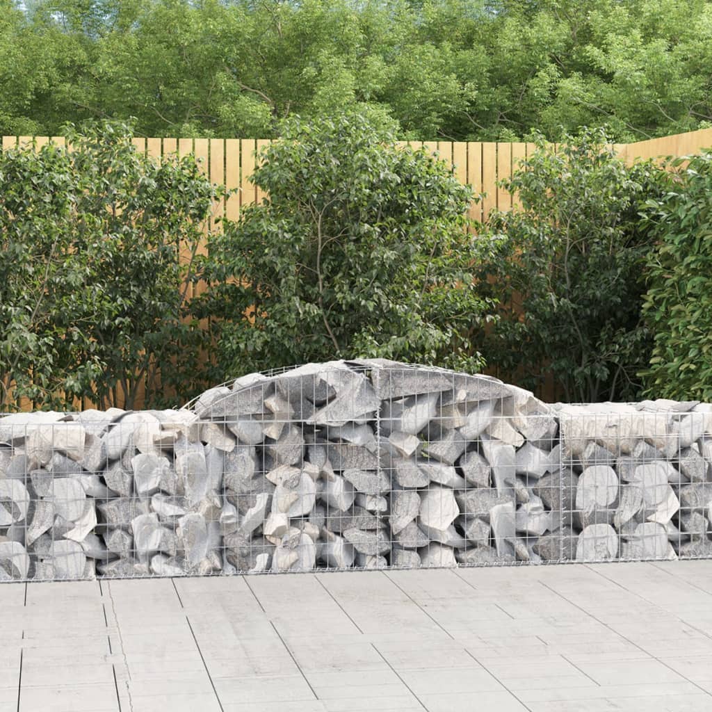 vidaXL Arched Gabion Basket 300x50x60/80 cm Galvanised Iron 1