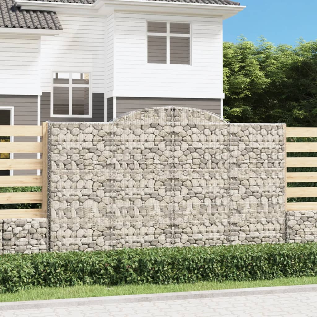 vidaXL Arched Gabion Basket Galvanised Iron 300 x 30 x 40/60 cm – 300 x 50 x 220/240 cm
