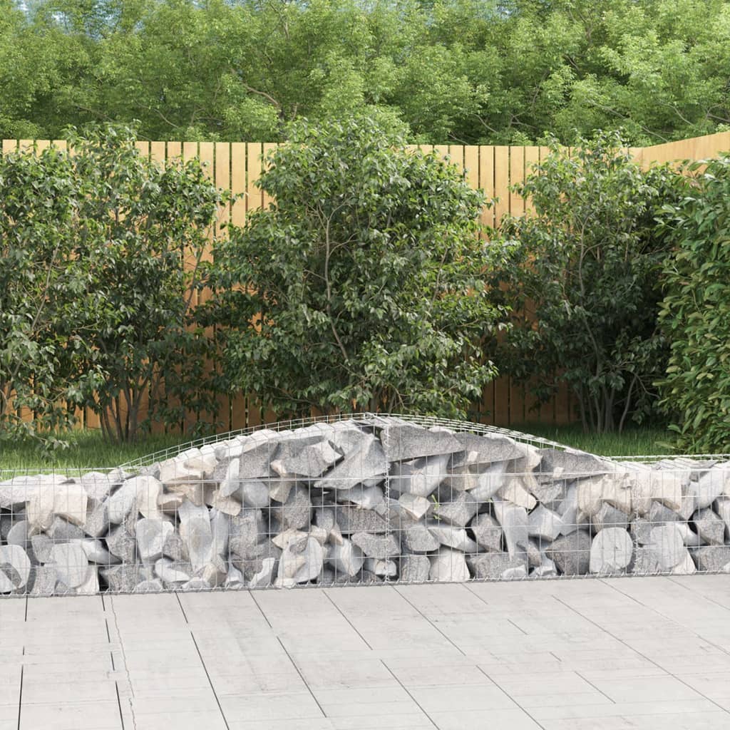 vidaXL Arched Gabion Basket 400x50x40/60 cm Galvanised Iron 1