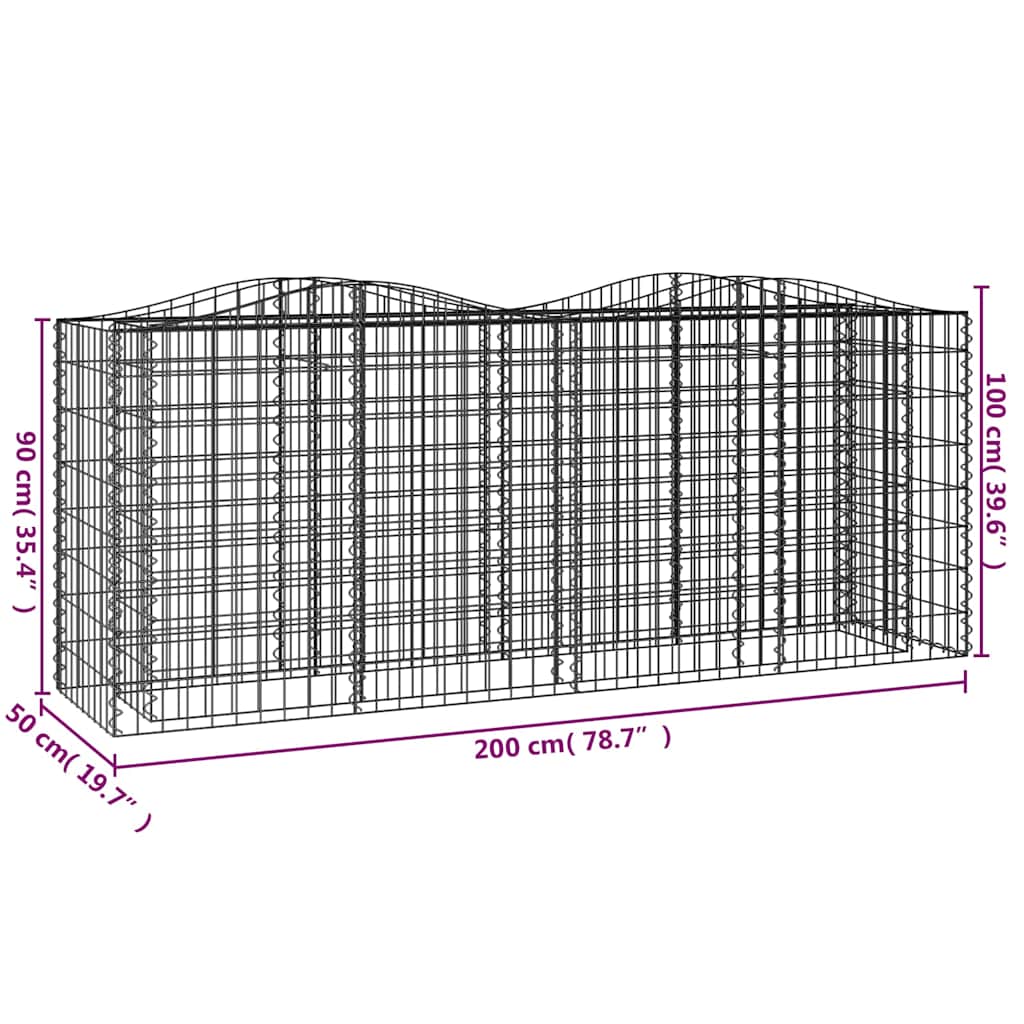 vidaXL Arched Gabion Raised Bed 200x50x100 cm Galvanised Iron 5