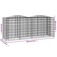 vidaXL Arched Gabion Raised Bed 200x50x100 cm Galvanised Iron 5