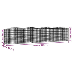 vidaXL Arched Gabion Raised Bed 400x50x100 cm Galvanised Iron 5
