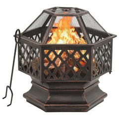 vidaXL Rustic Fire Pit with Poker 62x54x56 cm XXL Steel 1