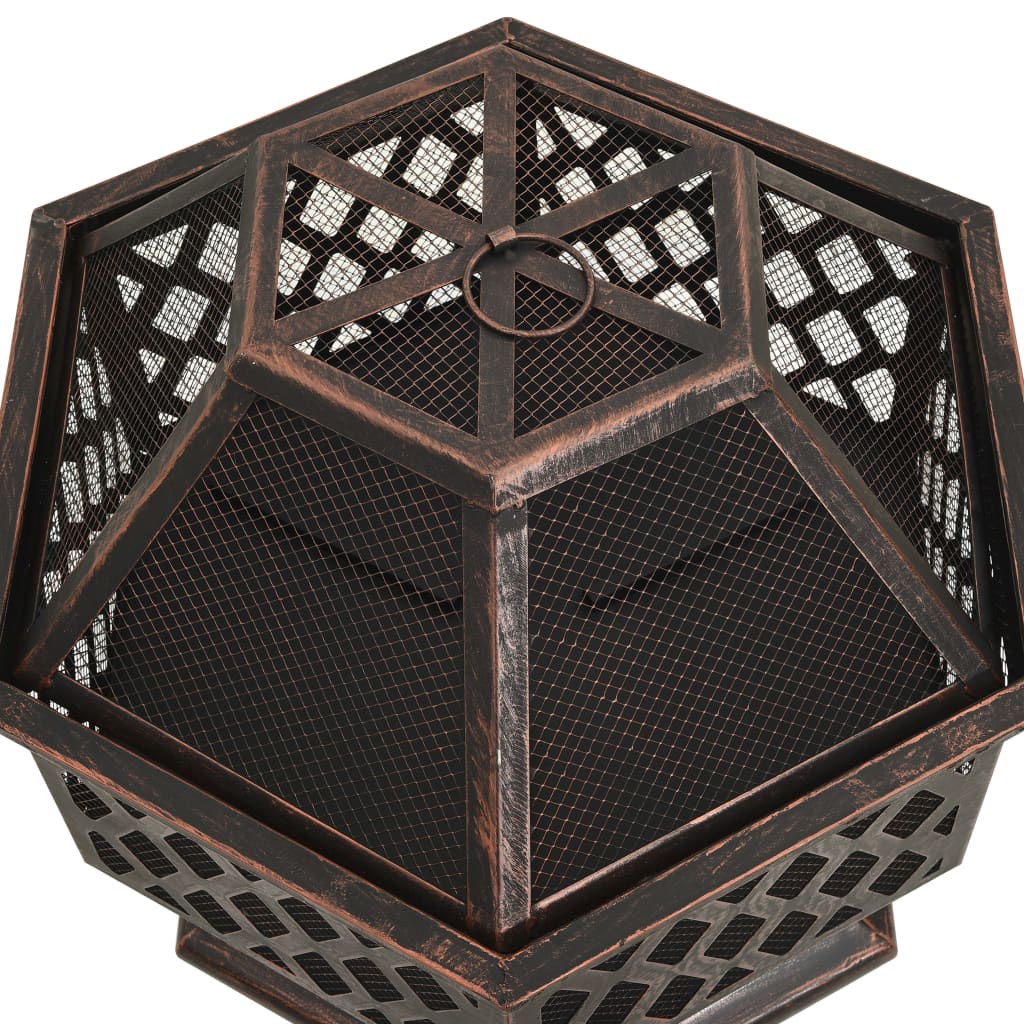 vidaXL Rustic Fire Pit with Poker 62x54x56 cm XXL Steel 3