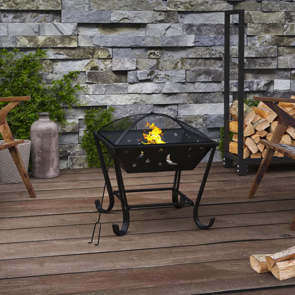 vidaXL Fire Pit with Poker 50 cm XXL Steel 1