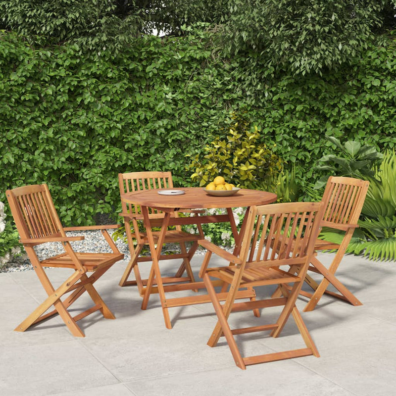 5 Piece Garden Dining Set Solid Wood Acacia