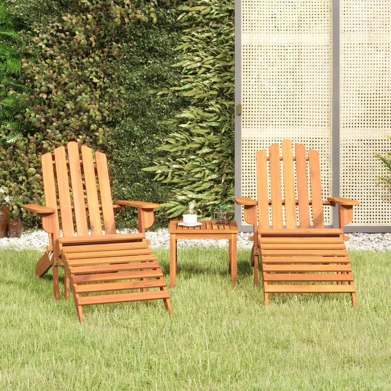 Conjunto de salón de jardín Adirondack de 3 piezas de madera maciza de acacia