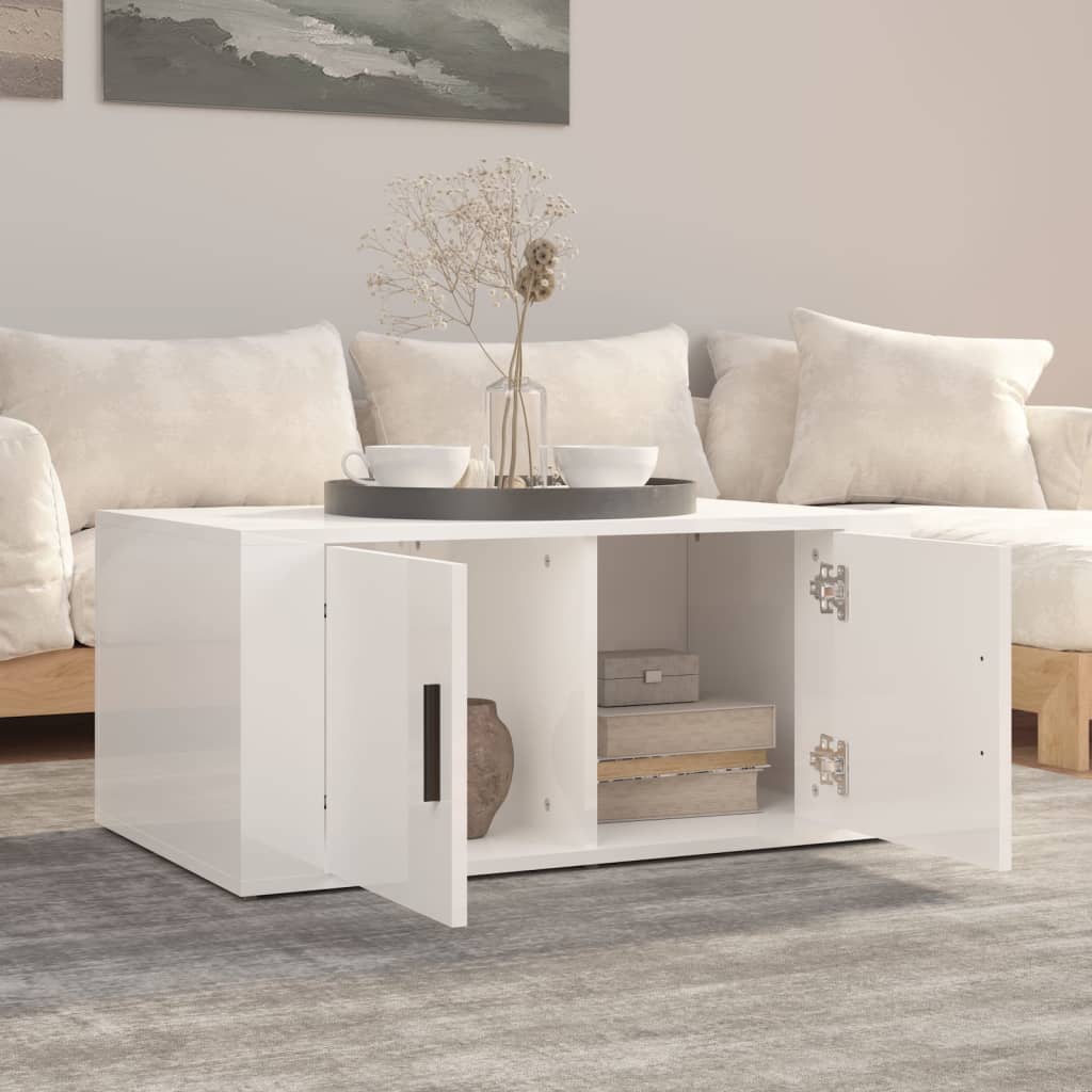 vidaXL Coffee Table High Gloss White 80x50x36 cm Engineered Wood 3