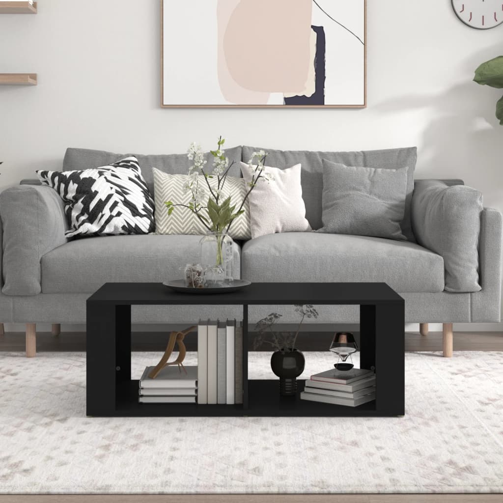 vidaXL Coffee Table Black 100x50x36 cm Engineered Wood 3