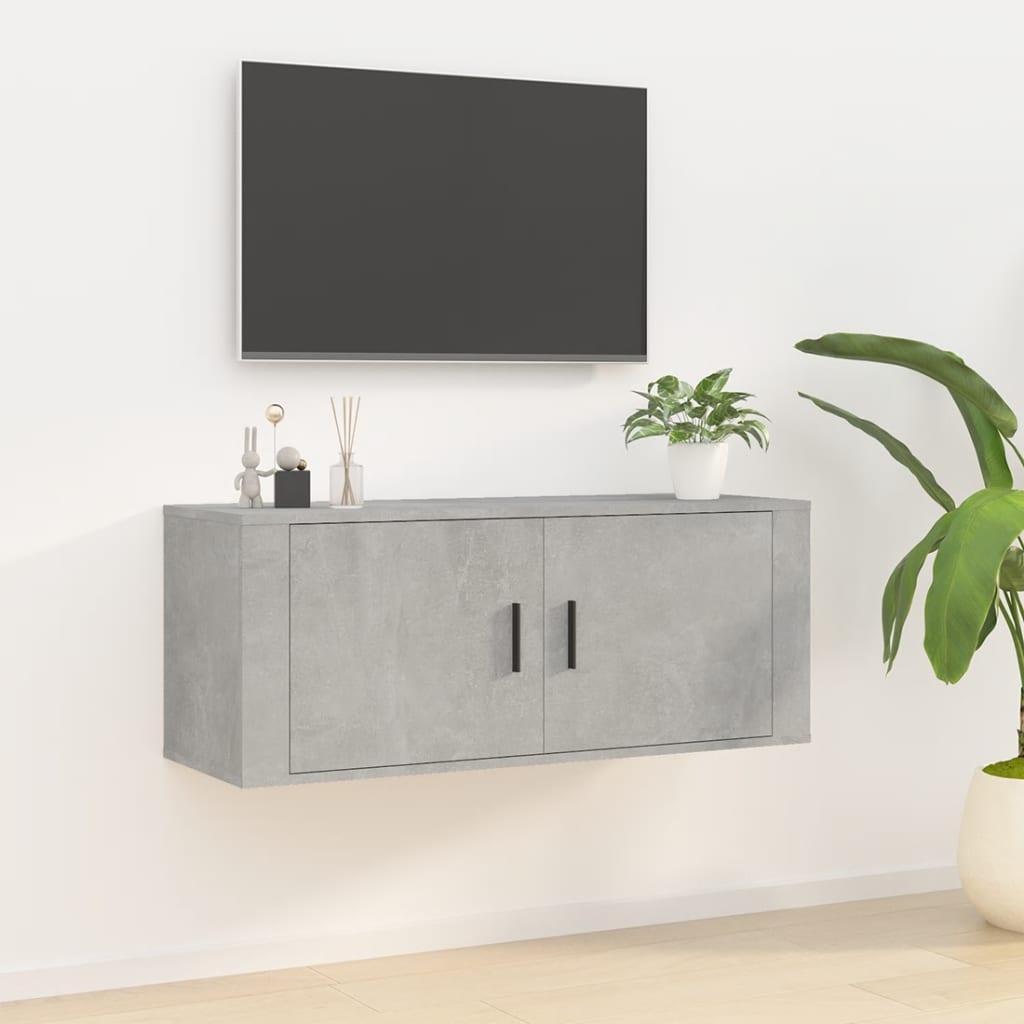 vidaXL Wall Mounted TV Cabinet Concrete Grey 100x34,5x40 cm 1