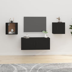 vidaXL 2 Piece Wall-mounted TV Cabinet Set Black 40x34,5x40 cm 1