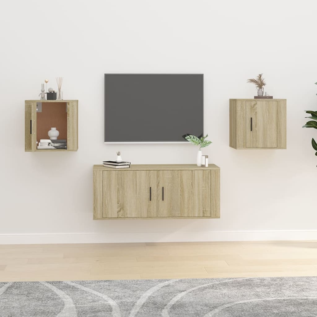 vidaXL 2 Piece Wall-mounted TV Cabinet Set Sonoma Oak 40x34,5x40 cm 1