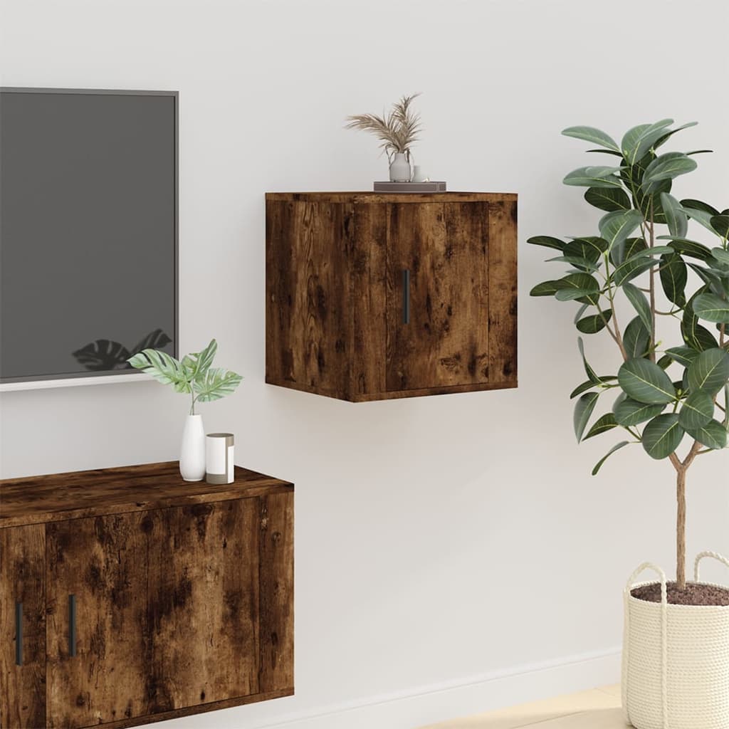 vidaXL 2 Piece Wall-mounted TV Cabinet Set Smoked Oak 40x34,5x40 cm 3
