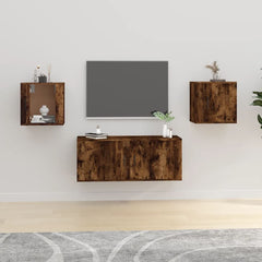 vidaXL 2 Piece Wall-mounted TV Cabinet Set Smoked Oak 40x34,5x40 cm 1