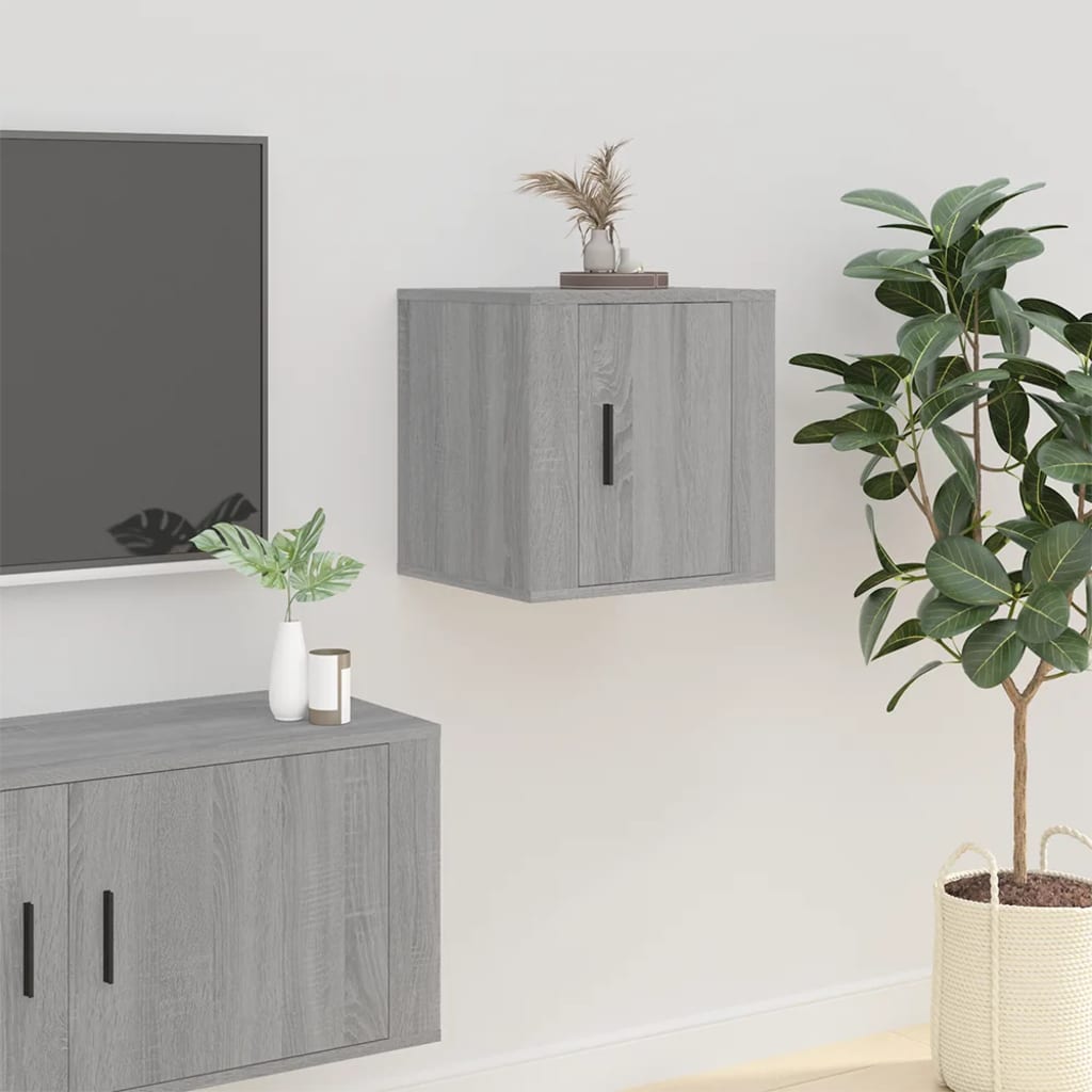 vidaXL 2 Piece Wall-mounted TV Cabinet Set Grey Sonoma 40x34,5x40 cm 3
