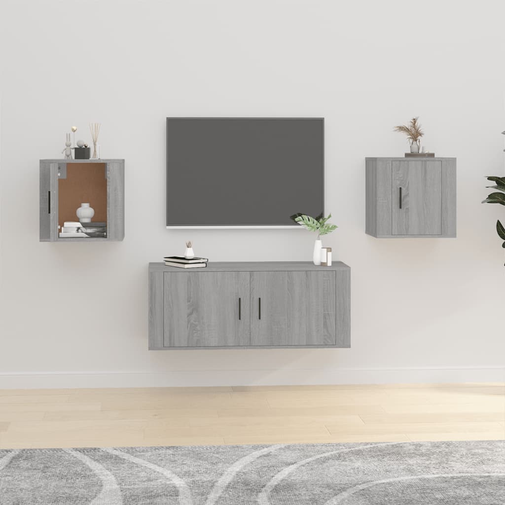 vidaXL 2 Piece Wall-mounted TV Cabinet Set Grey Sonoma 40x34,5x40 cm 1