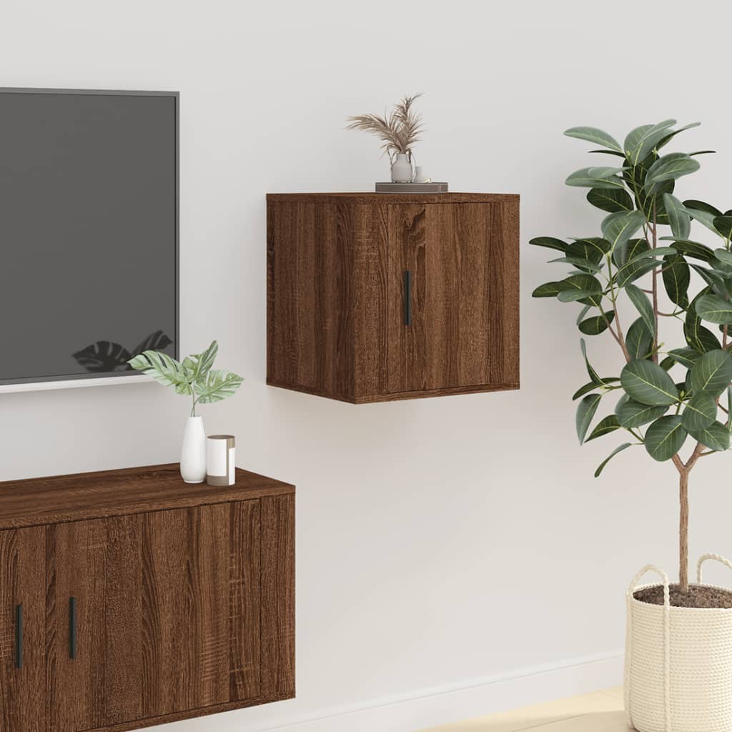 vidaXL 2 Piece Wall-mounted TV Cabinet Set Brown Oak 40x34,5x40 cm 3