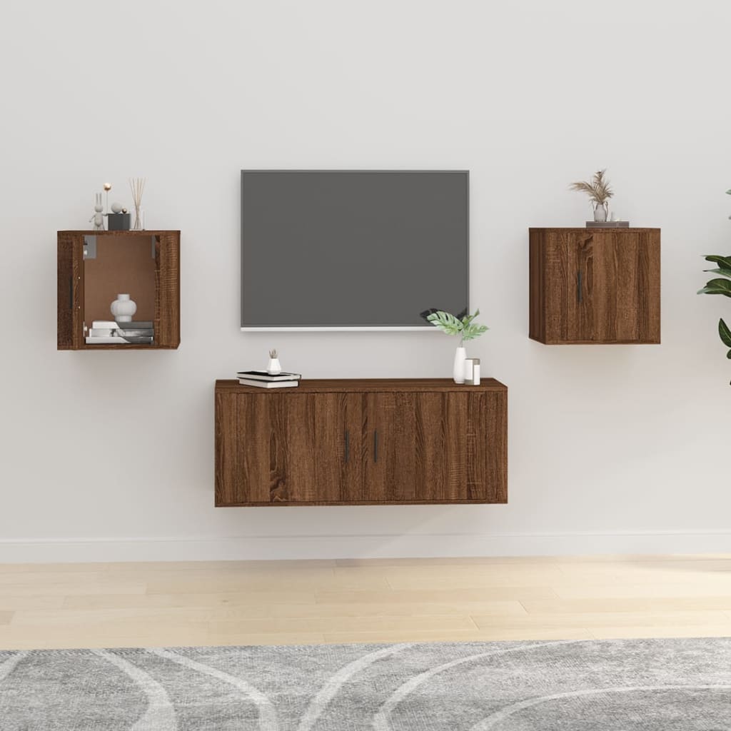 vidaXL 2 Piece Wall-mounted TV Cabinet Set Brown Oak 40x34,5x40 cm 1