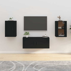 vidaXL 2 Piece Wall-mounted TV Cabinet Set Black 40x34,5x60 cm 1