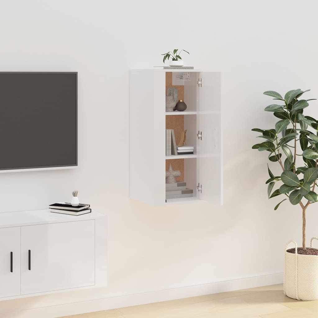 vidaXL Wall Mounted TV Cabinet High Gloss White 40x34,5x80 cm 3