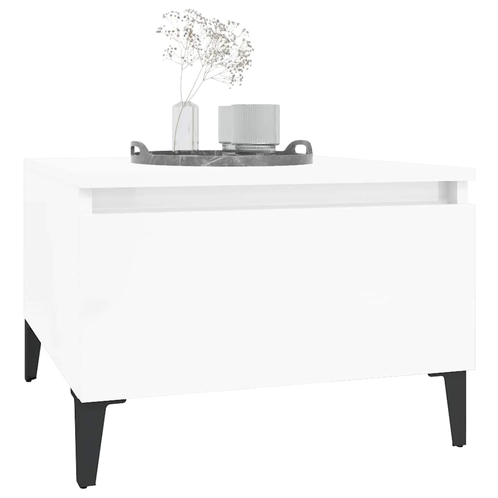 vidaXL Side Tables 2 pcs High Gloss White 50x46x35 cm Engineered Wood 4